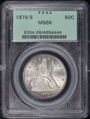Obverse of this 1876-S Liberty Seated Half Dollar PCGS MS-65 Old Green Holder