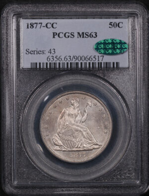 Obverse of this 1877-CC Liberty Seated Half Dollar PCGS MS-63 CAC