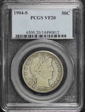 Obverse of this 1904-S Barber Half Dollar PCGS VF-20