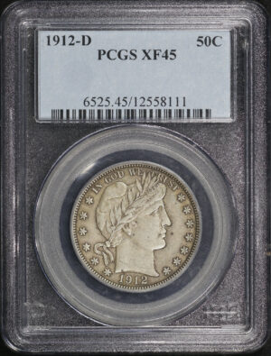 Obverse of this 1912-D Barber Half Dollar PCGS XF-45
