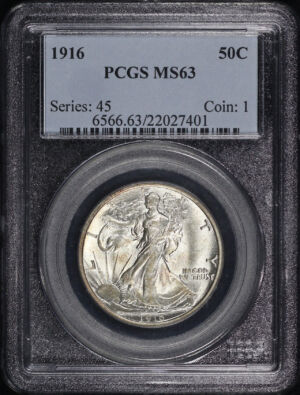 Obverse of this 1916 Walking Liberty Half Dollar PCGS MS-63