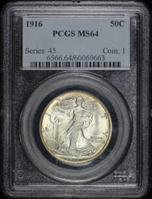 Obverse of this 1916 Walking Liberty Half Dollar PCGS MS-64