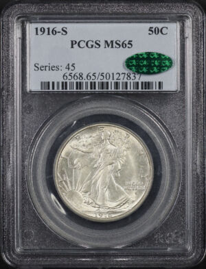 Obverse of this 1916-S Walking Liberty Half Dollar PCGS MS-65 CAC
