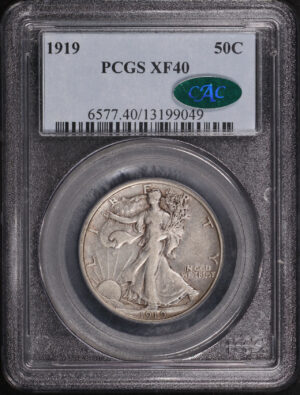 Obverse of this 1919 Walking Liberty Half Dollar PCGS XF-40 CAC