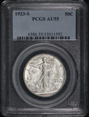 Obverse of this 1923-S Walking Liberty Half Dollar PCGS AU-55
