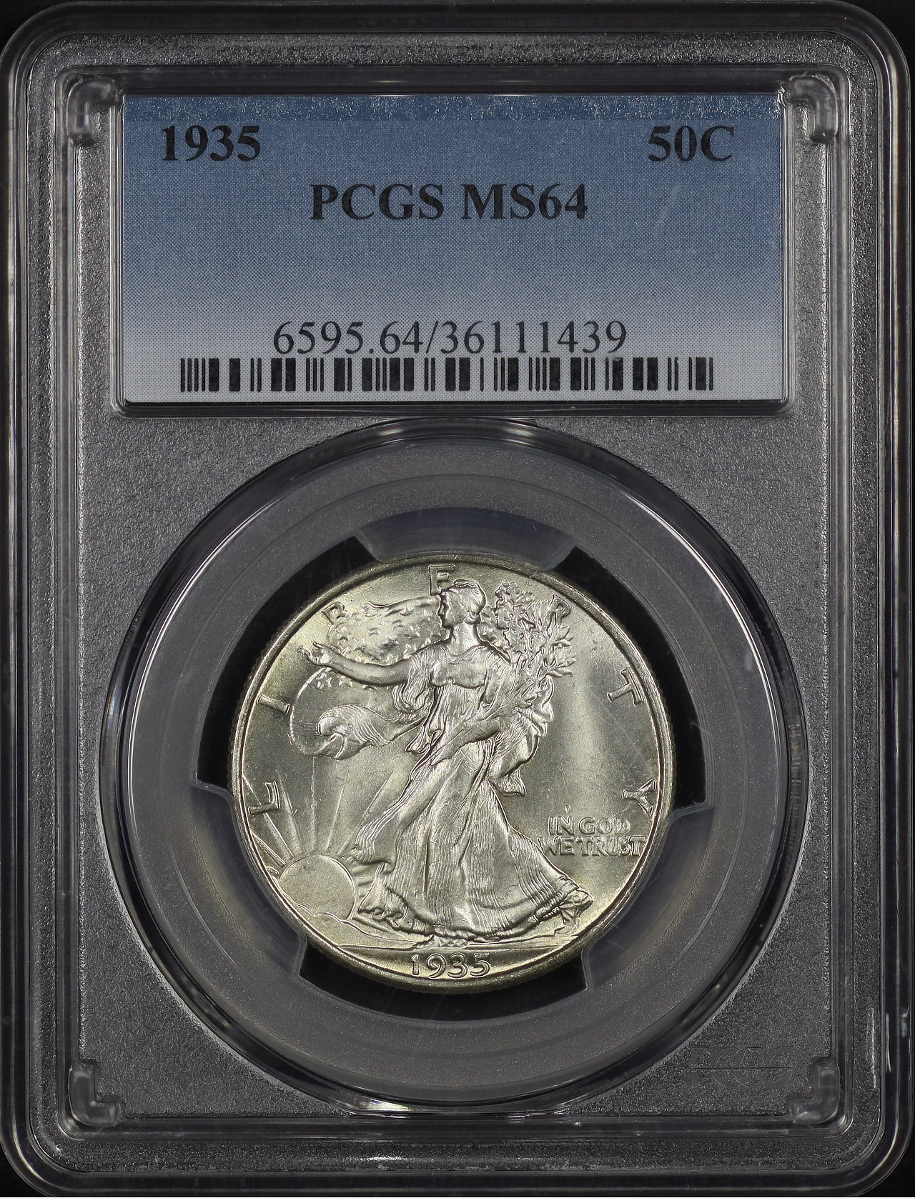 Obverse of this 1935 Walking Liberty Half Dollar PCGS MS-64