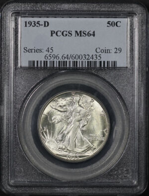 Obverse of this 1935-D Walking Liberty Half Dollar PCGS MS-64