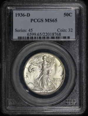 Obverse of this 1936-D Walking Liberty Half Dollar PCGS MS-65