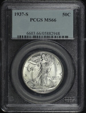 Obverse of this 1937-S Walking Liberty Half Dollar PCGS MS-66