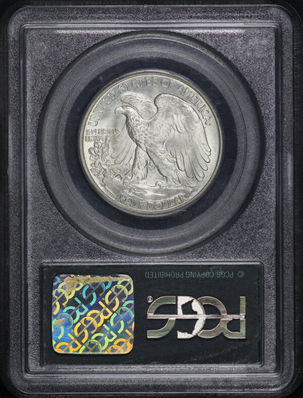 Reverse of this 1938-D Walking Liberty Half Dollar PCGS MS-65 Old Green Holder 