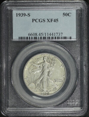 Obverse of this 1939-S Walking Liberty Half Dollar PCGS XF-45