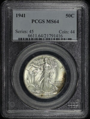 Obverse of this 1941 Walking Liberty Half Dollar PCGS MS-64