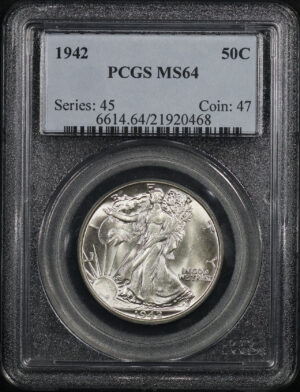 Obverse of this 1942 Walking Liberty Half Dollar PCGS MS-64