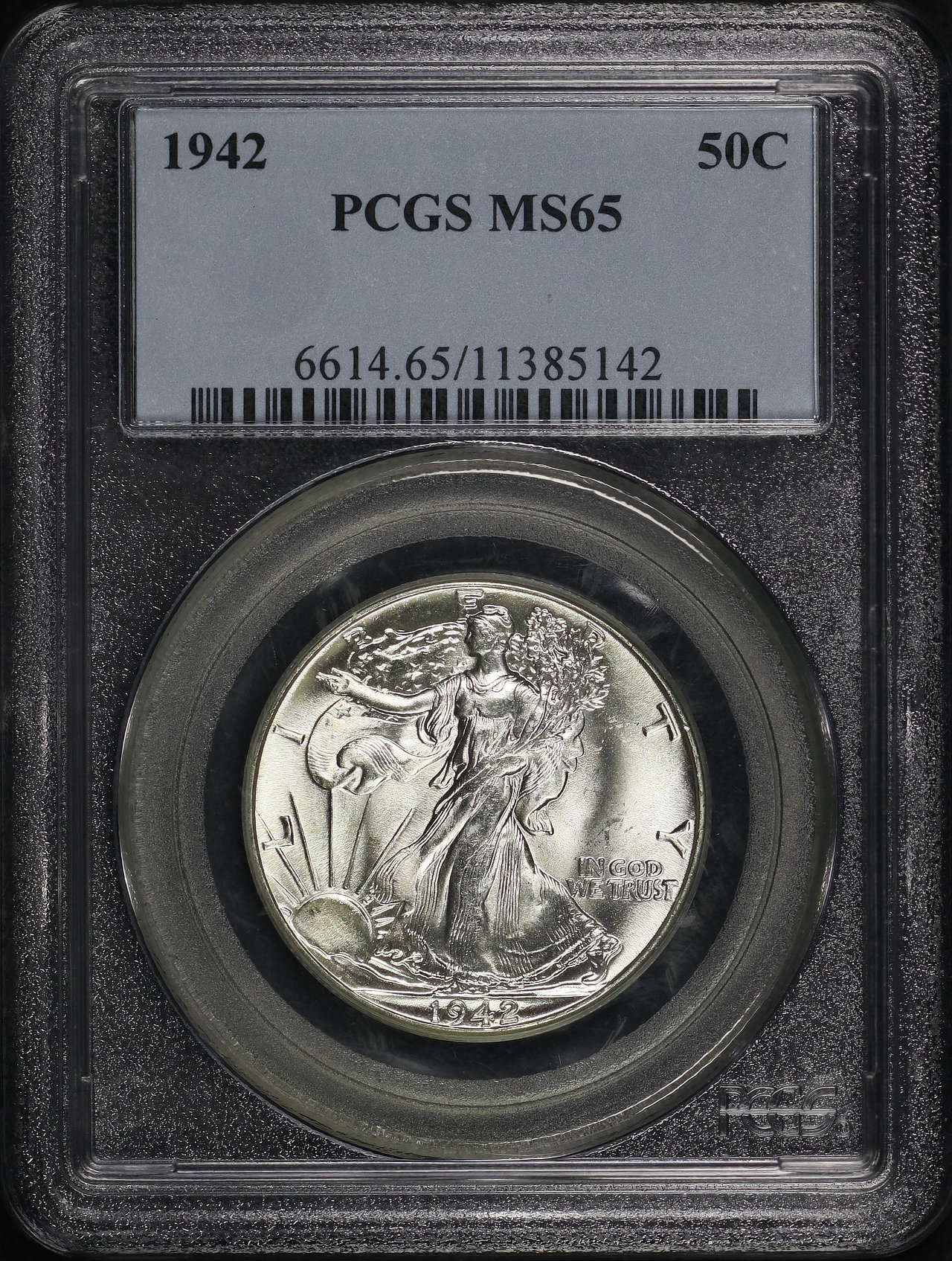 Obverse of this 1942 Walking Liberty Half Dollar PCGS MS-65