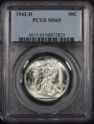 Obverse of this 1942-D Walking Liberty Half Dollar PCGS MS-65
