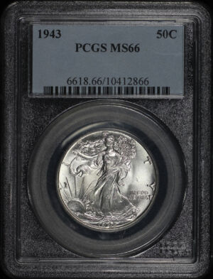 Obverse of this 1943 Walking Liberty Half Dollar PCGS MS-66