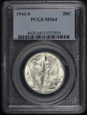 Obverse of this 1943-S Walking Liberty Half Dollar PCGS MS-64