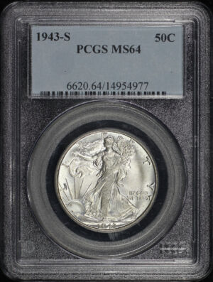 Obverse of this 1943-S Walking Liberty Half Dollar PCGS MS-64
