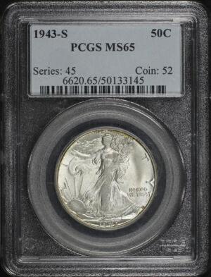Obverse of this 1943-S Walking Liberty Half Dollar PCGS MS-65
