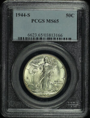 Obverse of this 1944-S Walking Liberty Half Dollar PCGS MS-65