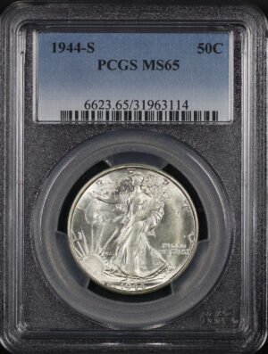 Obverse of this 1944-S Walking Liberty Half Dollar PCGS MS-65