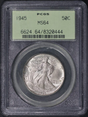 Obverse of this 1945 Walking Liberty Half Dollar PCGS MS-64