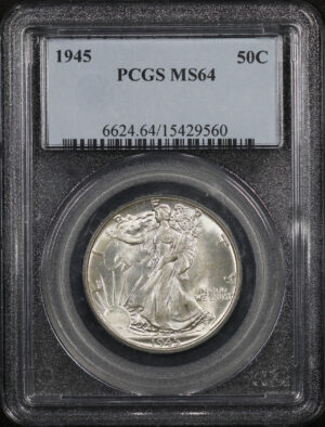 Obverse of this 1945 Walking Liberty Half Dollar PCGS MS-64