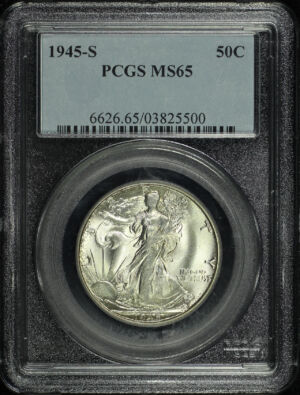 Obverse of this 1945-S Walking Liberty Half Dollar PCGS MS-65