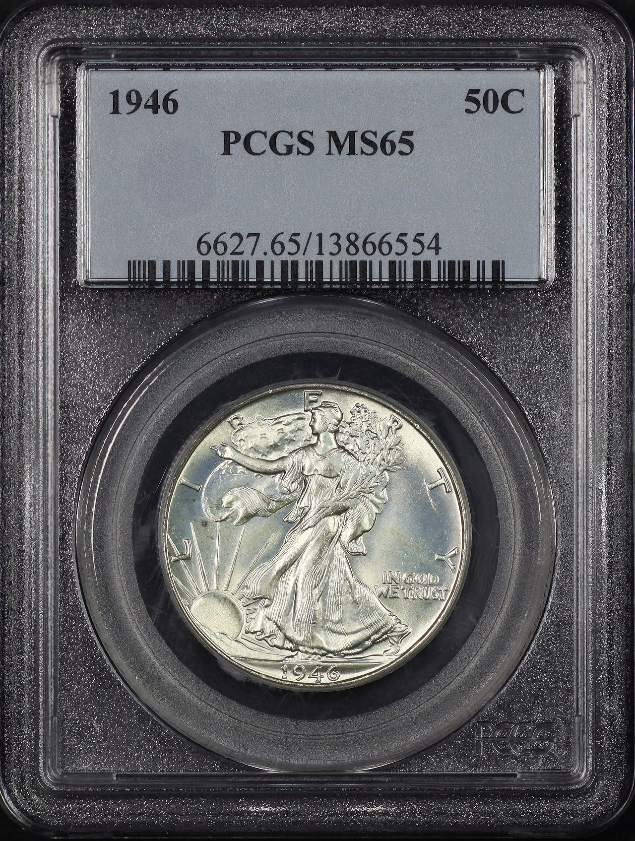 Obverse of this 1946 Walking Liberty Half Dollar PCGS MS-65