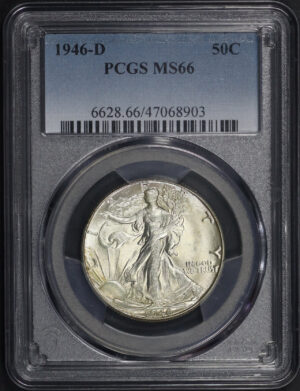 Obverse of this 1946-D Walking Liberty Half Dollar PCGS MS-66