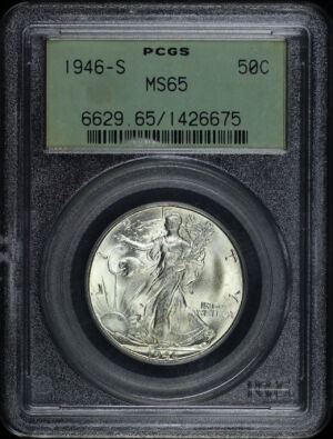 Obverse of this 1946-S Walking Liberty Half Dollar PCGS MS-65 Old Green Holder
