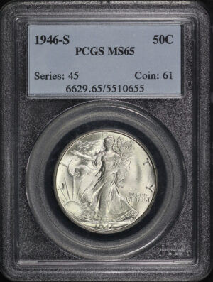 Obverse of this 1946-S Walking Liberty Half Dollar PCGS MS-65