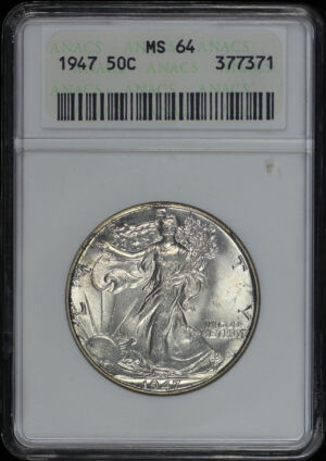 Obverse of this 1947 Walking Liberty Half Dollar ANACS MS-64