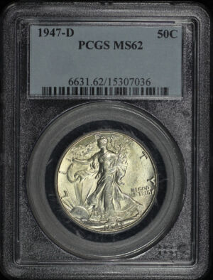 Obverse of this 1947-D Walking Liberty Half Dollar PCGS MS-62
