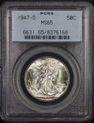 Obverse of this 1947-D Walking Liberty Half Dollar PCGS MS-65