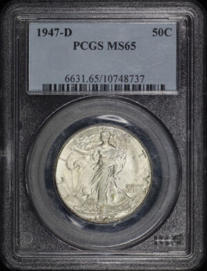 Obverse of this 1947-D Walking Liberty Half Dollar PCGS MS-65