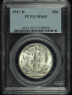 Obverse of this 1947-D Walking Liberty Half Dollar PCGS MS-65