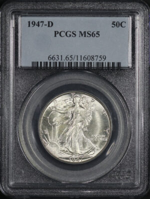 Obverse of this 1947-D Walking Liberty Half Dollar PCGS MS-65