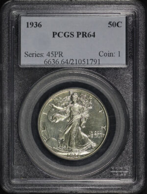 Obverse of this 1936 Walking Liberty Half Dollar PCGS PR-64