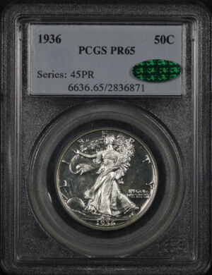 Obverse of this 1936 Walking Liberty Half Dollar PCGS PR-65 CAC