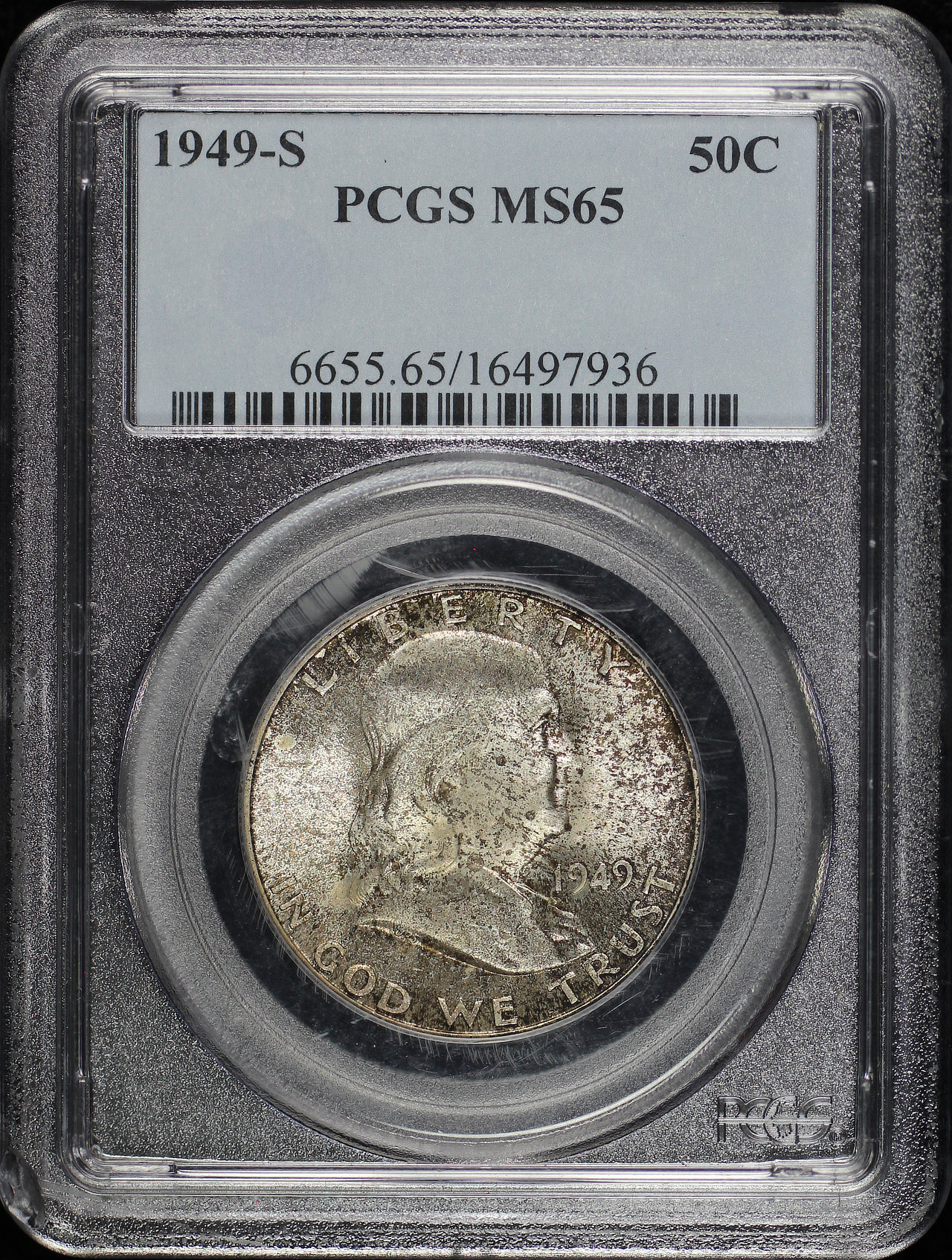 Obverse of this 1949-S Franklin Half Dollar PCGS MS-65