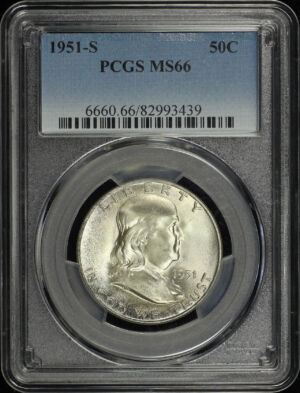 Obverse of this 1951-S Franklin Half Dollar PCGS MS-66