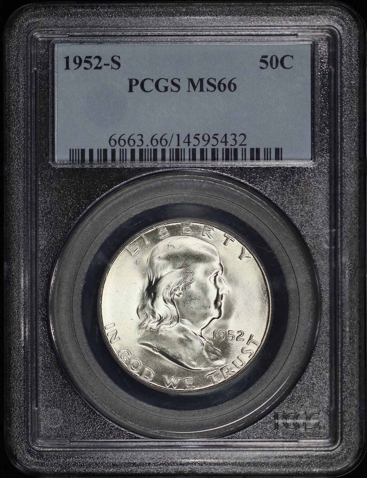 Obverse of this 1952-S Franklin Half Dollar PCGS MS-66