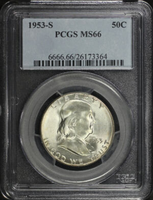 Obverse of this 1953-S Franklin Half Dollar PCGS MS-66