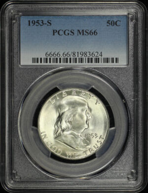 Obverse of this 1953-S Franklin Half Dollar PCGS MS-66