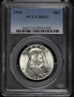 Obverse of this 1954 Franklin Half Dollar PCGS MS-63