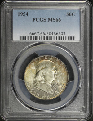 Obverse of this 1954 Franklin Half Dollar PCGS MS-66