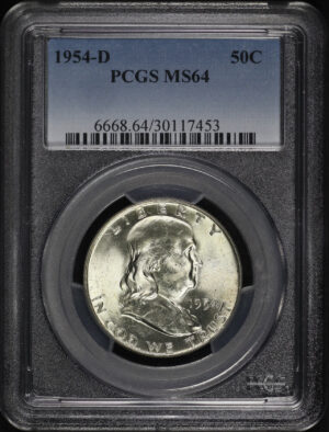 Obverse of this 1954-D Franklin Half Dollar PCGS MS-64