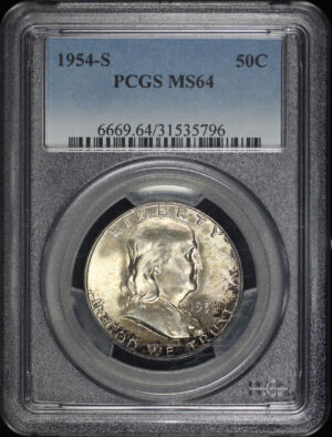 Obverse of this 1954-S Franklin Half Dollar PCGS MS-64
