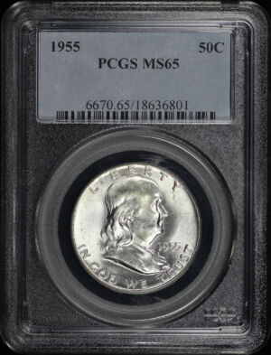 Obverse of this 1955 Franklin Half Dollar PCGS MS-65